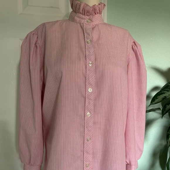 Vintage Notations stripes ruffle collar blouse - Picture 4 of 8